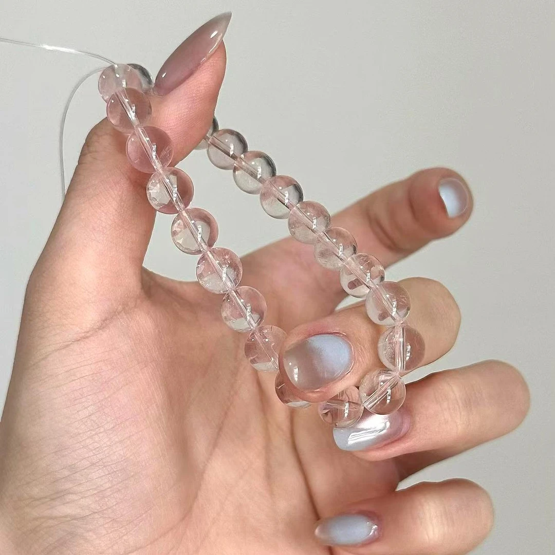 A梦珠宝-冰橘粉11-12mm成品手串diy