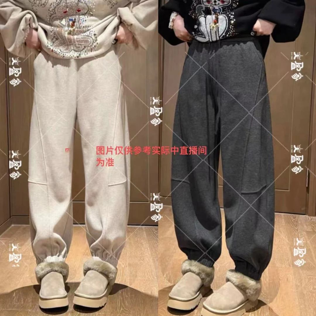 “Daying”3210加绒拼接剪裁糯米束脚百搭卫裤