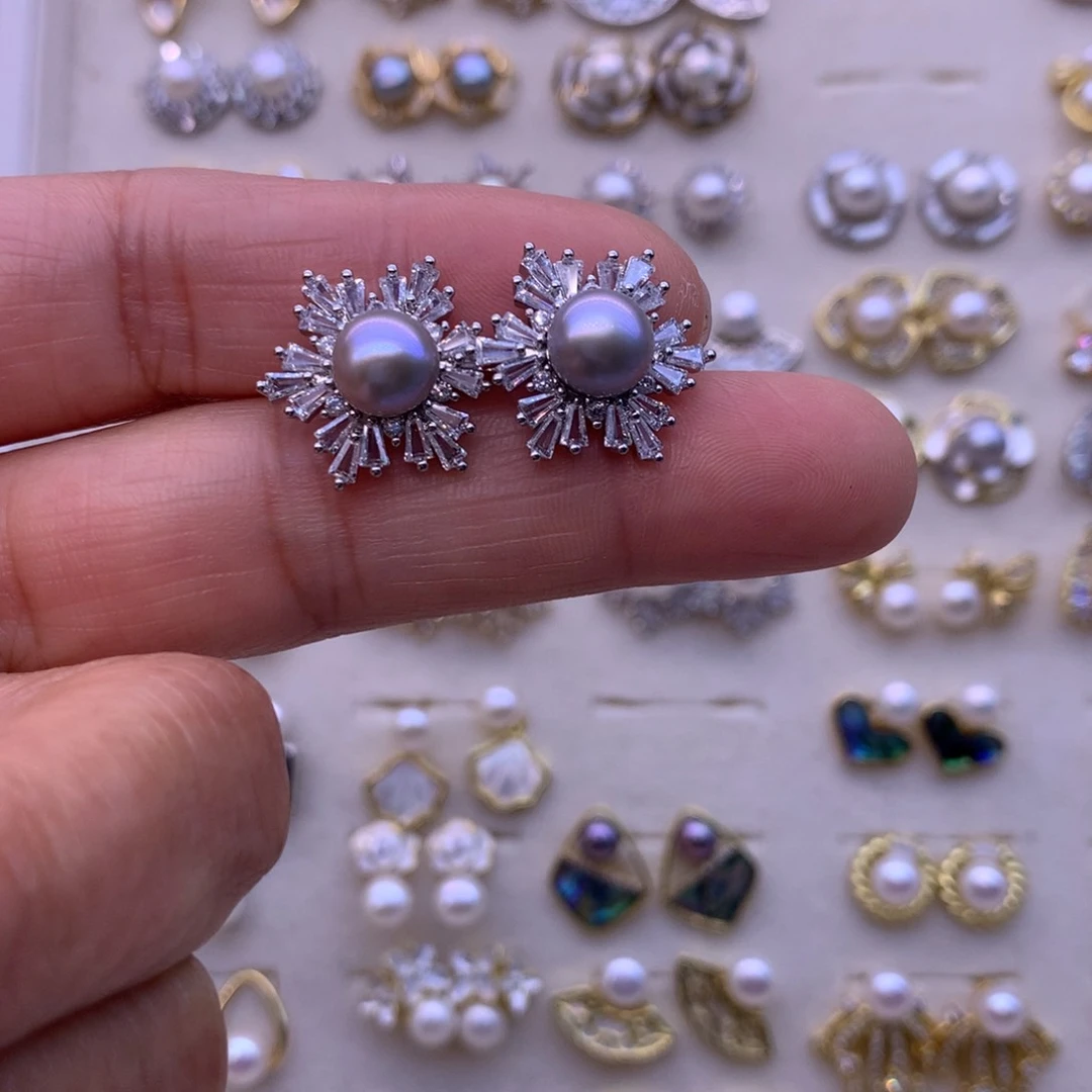 合金淡水珍珠耳饰