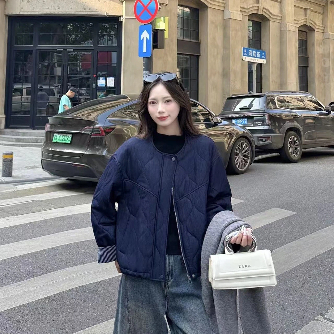 女士冬季轻薄短款宽松休闲百搭夹棉外套