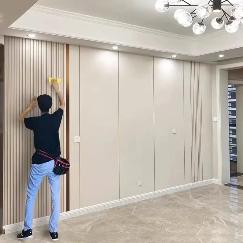 轻奢电视背景墙壁纸客厅卧室床头沙发影视墙壁布18d立体格栅壁画