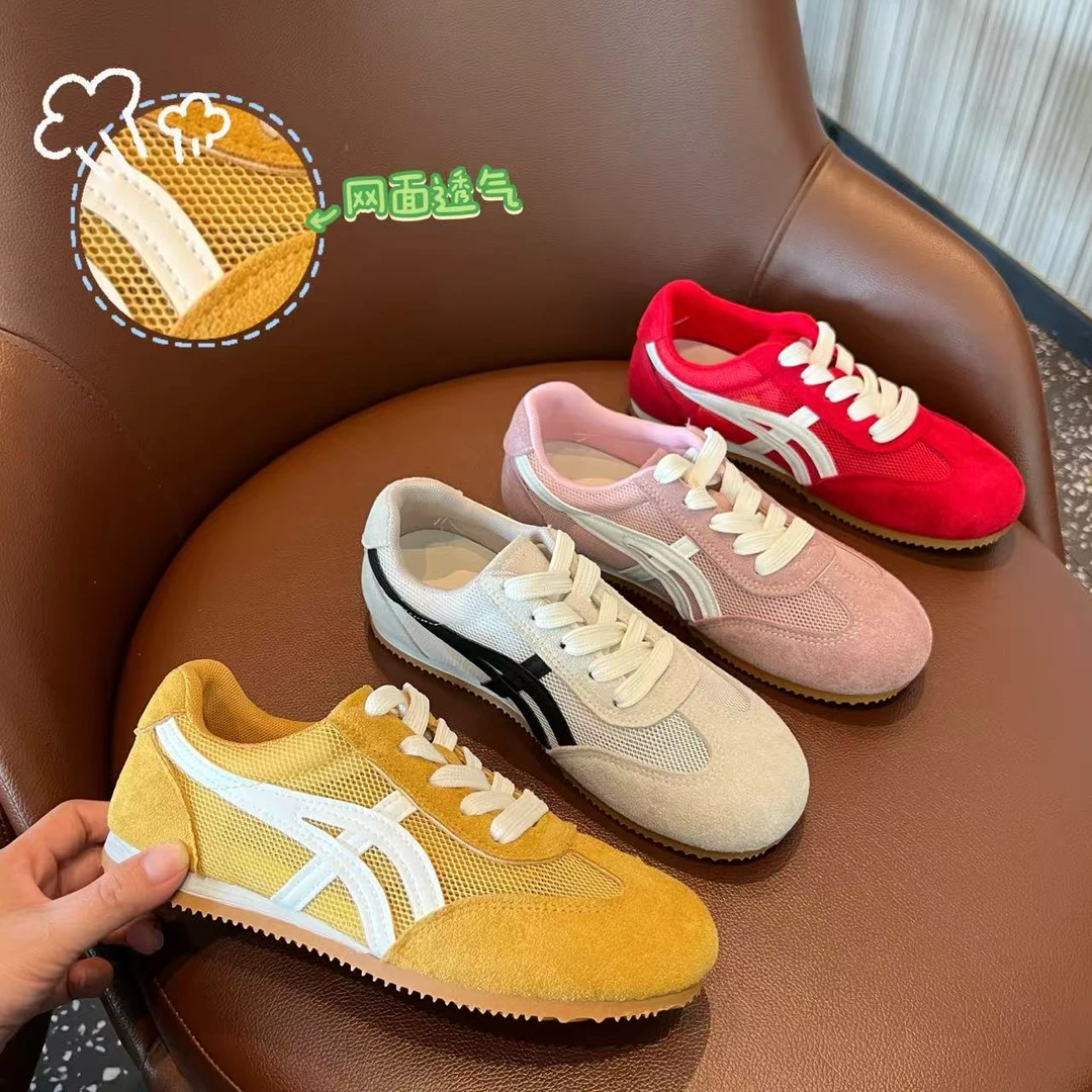 夏季多巴胺德训鞋女2025新款时尚休闲百搭软底舒适透气网面阿甘鞋
