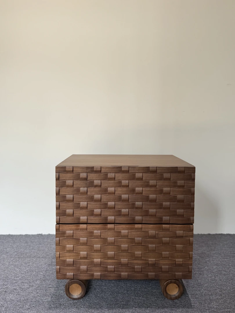 编织床头柜收纳纯色卧室收纳筐玄关储物盒复古手工