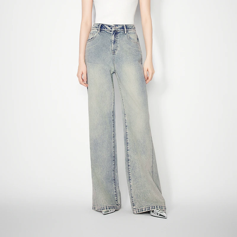 SALT.P可颜 2025年夏季新款复古阔腿纯棉牛仔裤AC35220070