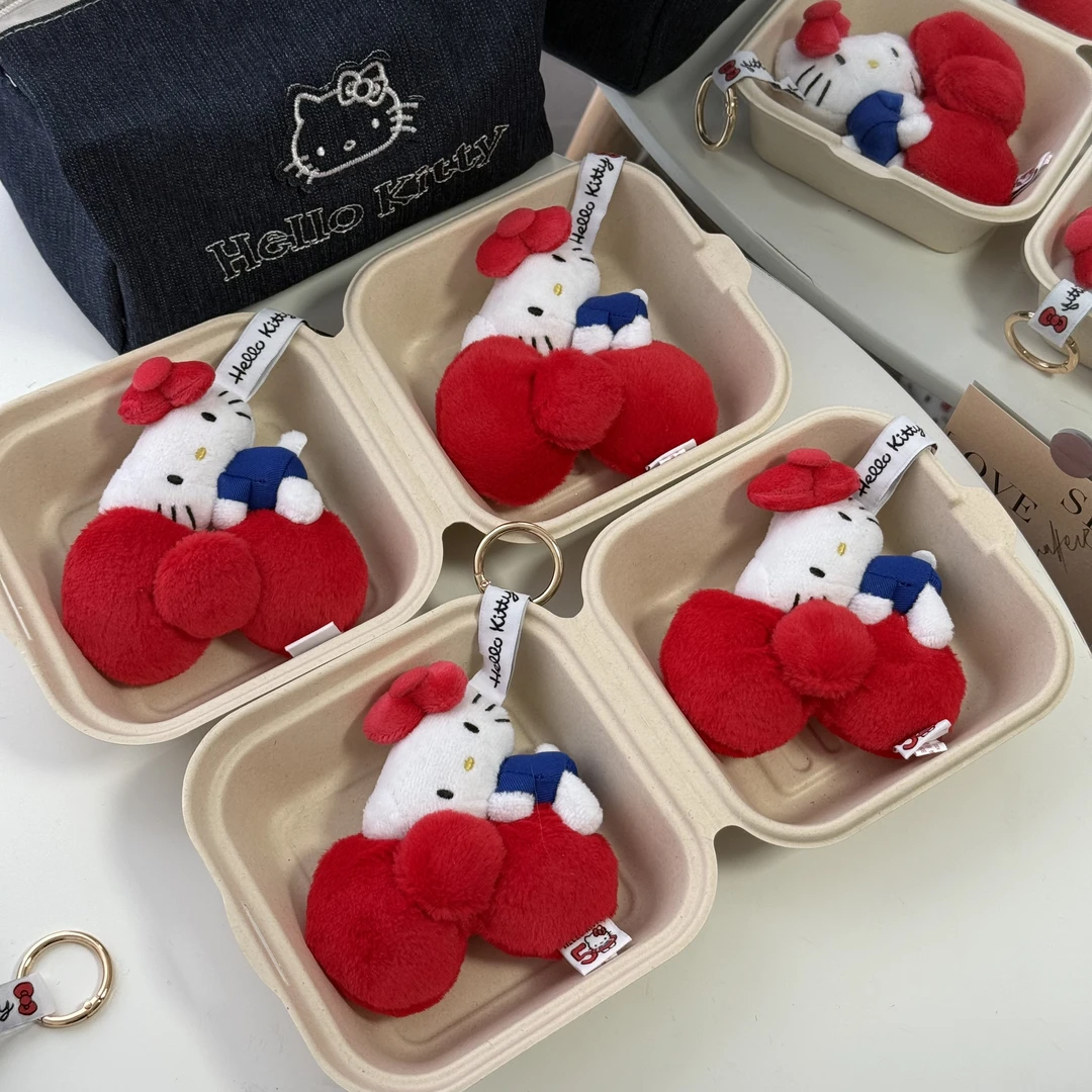 50周年趴趴蝴蝶结hellokitty包包挂件毛绒公仔kt钥匙扣挂饰