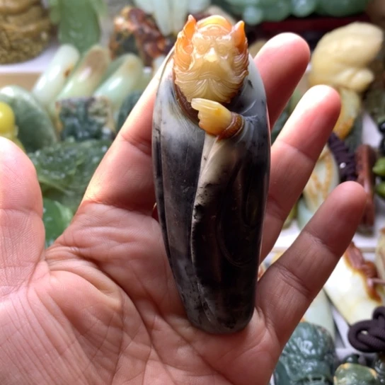 用***1蛇纹石玉未镶嵌岫玉手把件