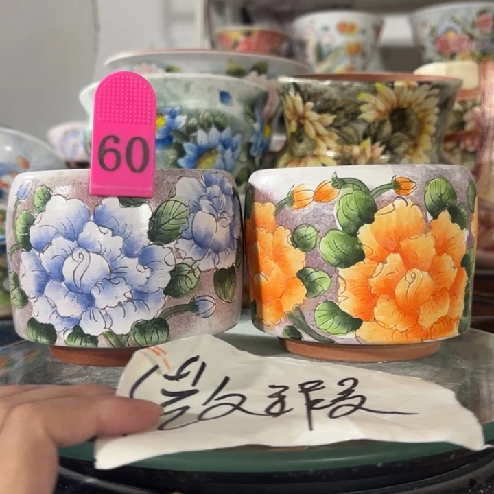 景德镇手绘花盆满38包邮偏远地区除外