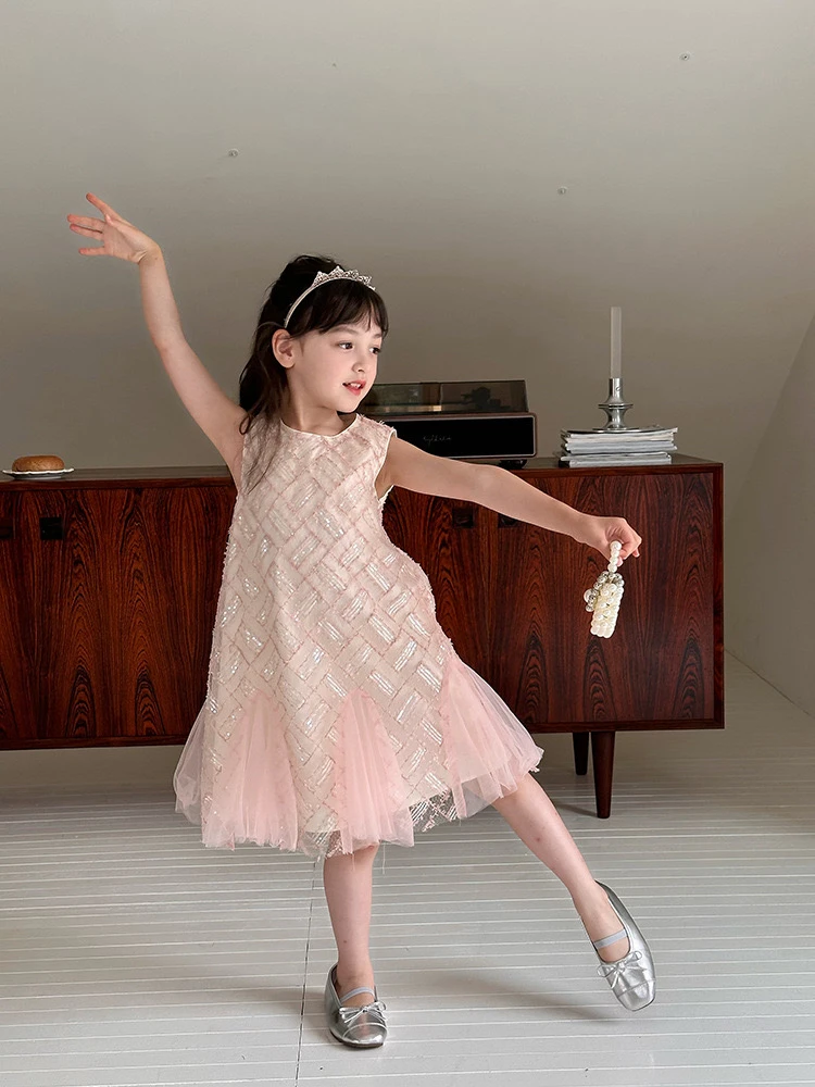 清货【薄冰棉】女童公主亮片鱼尾背心纱裙儿童夏季裙子无袖连衣裙