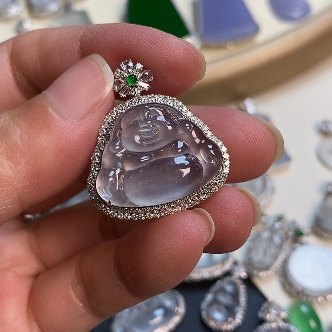 吊坠(不含链)18K金镶嵌翡翠佛公