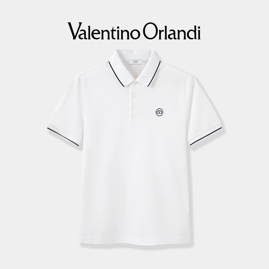 Valentino orlandi男士夏季时尚百搭胸口刺绣小标短袖polo衫