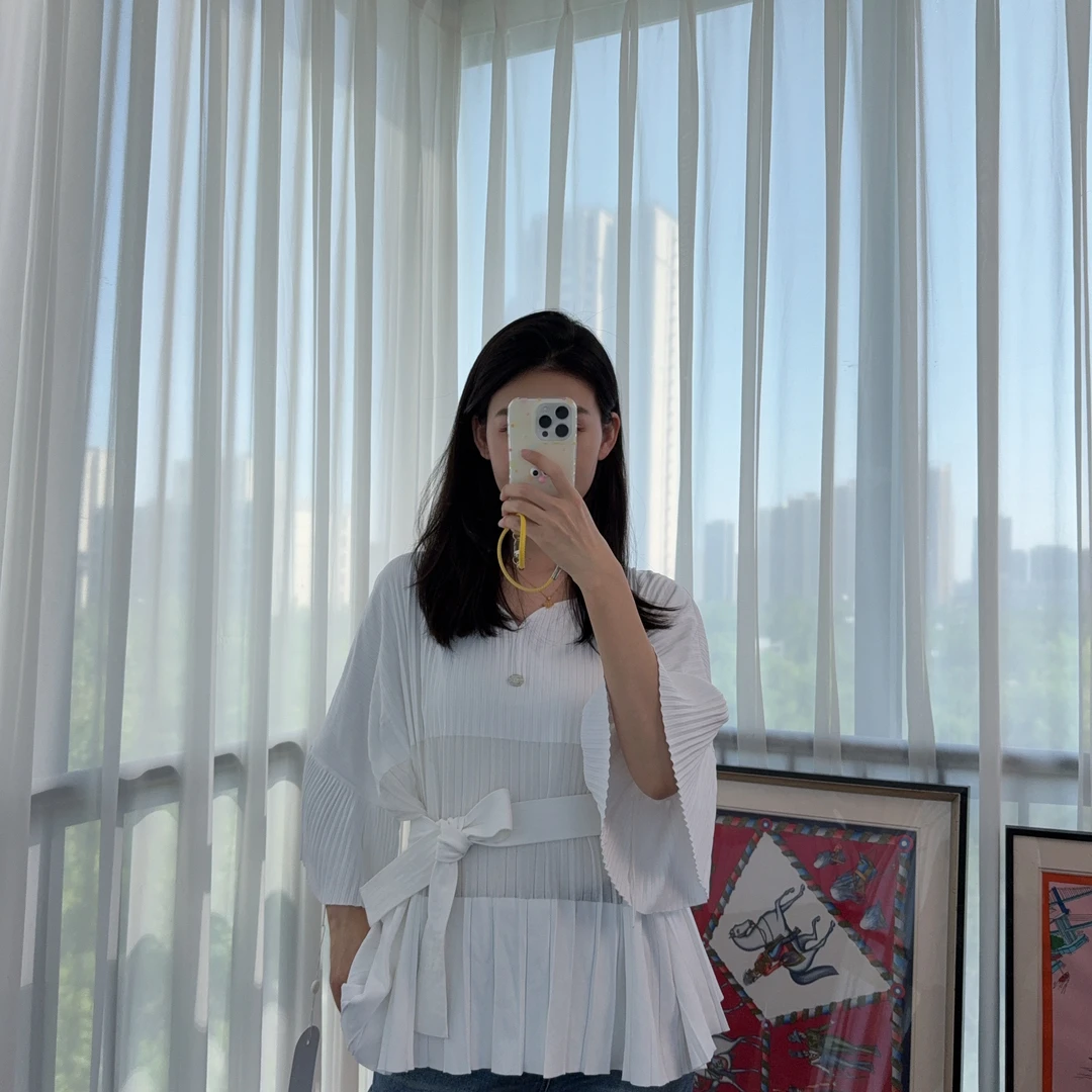 95新 Chanel/香奈儿 麦殿/中古雪纺上衣38白色/250509LJHQQ08