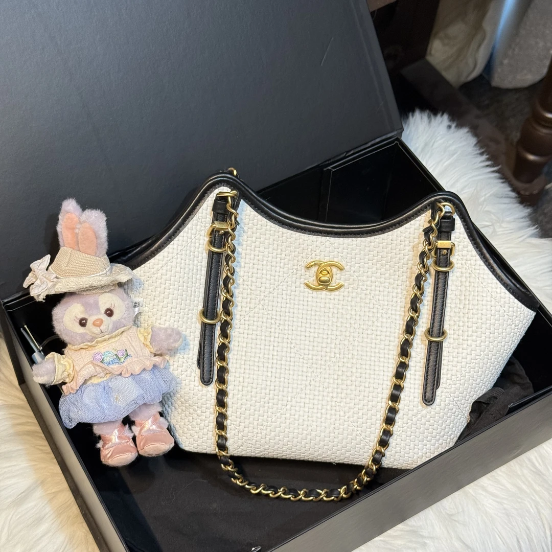 未使用 Chanel/香奈儿 26C白色编织单肩包小号/11月票全新