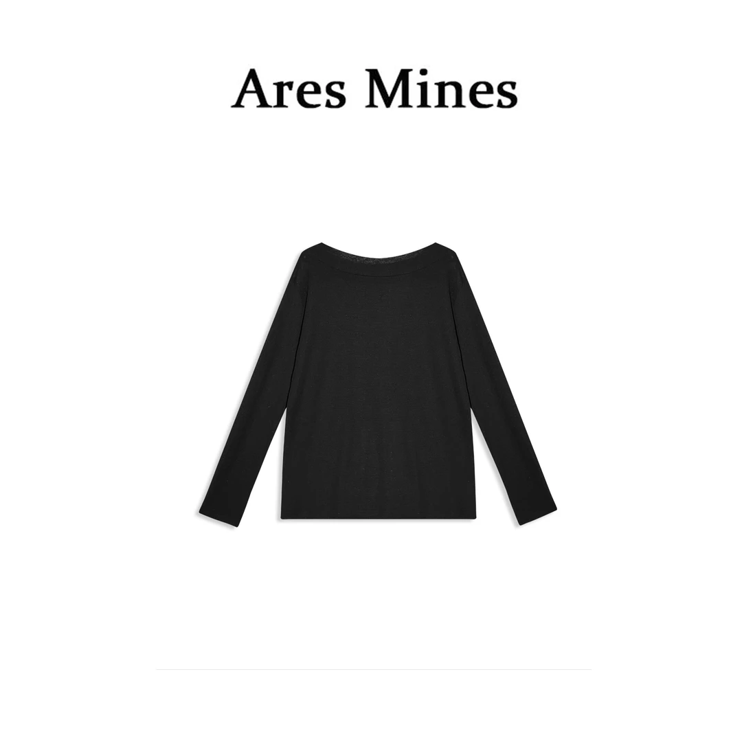 【盛朗熙Ares Mines】极简从容 基础款简约通勤一字领长袖T恤罩衫