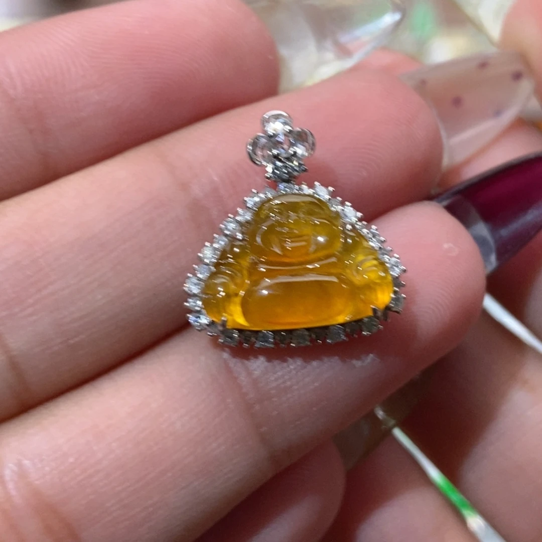 翡翠18K金镶嵌吊坠(不含链)佛公