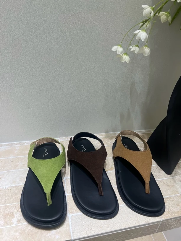 薄款夏季经典凉鞋坡跟时尚休闲鞋浅口镂空夹脚沙滩鞋