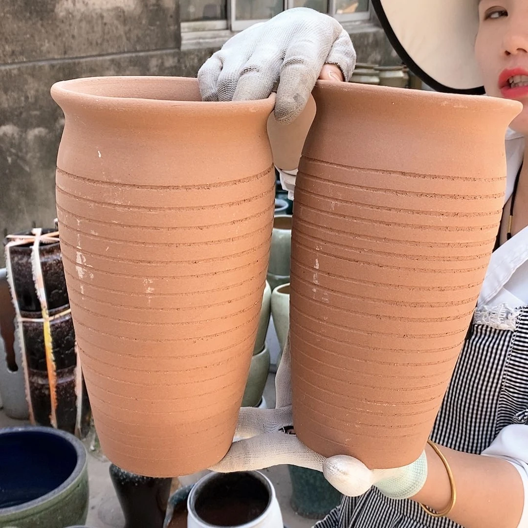 紫砂花盆瑕疵口14高25
