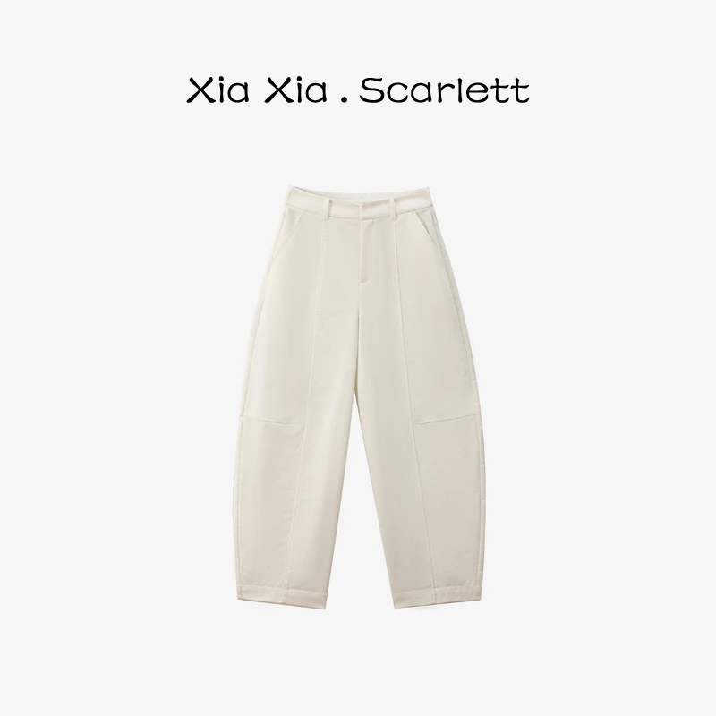 【韩系弯刀裤】洗水棉质感直筒裤显瘦休闲九分弯刀直筒裤女  XX