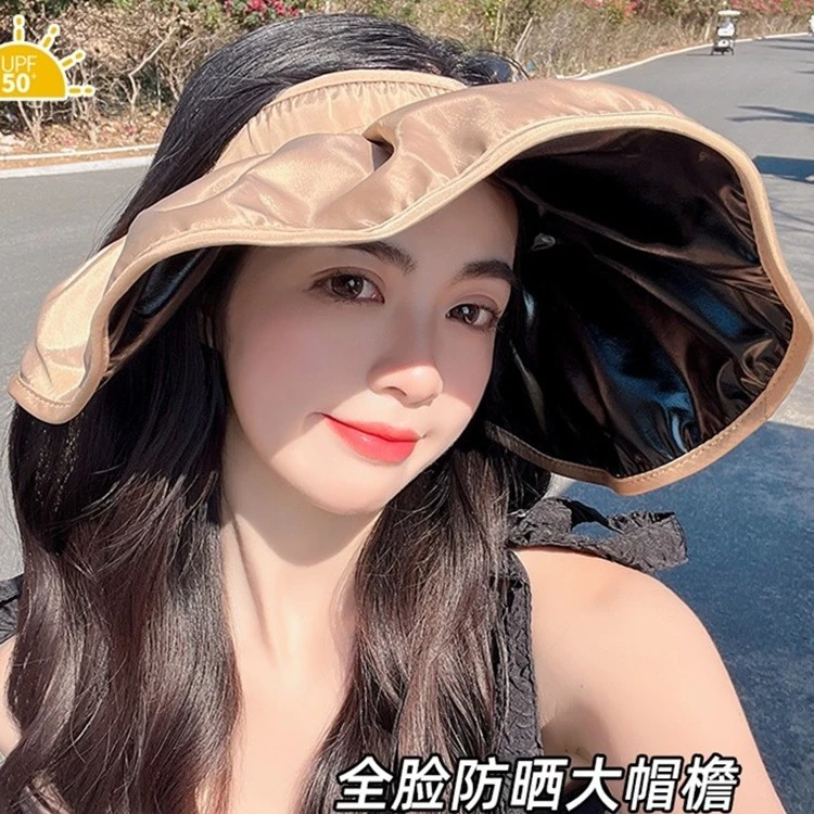 遮阳帽夏装黑胶空顶帽女防紫外线防晒帽大檐帽太阳贝壳帽