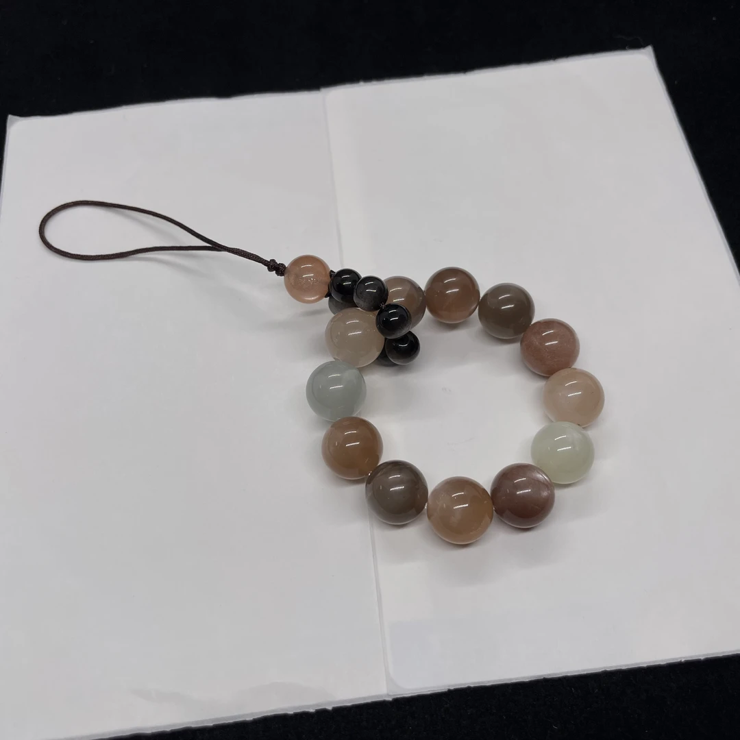 【彩云追月】多彩橙月光银耀石手机挂 KT25051608