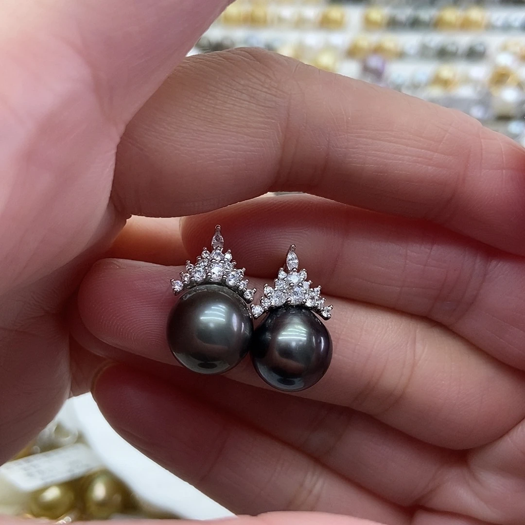 海水珍珠耳饰银S925镶嵌