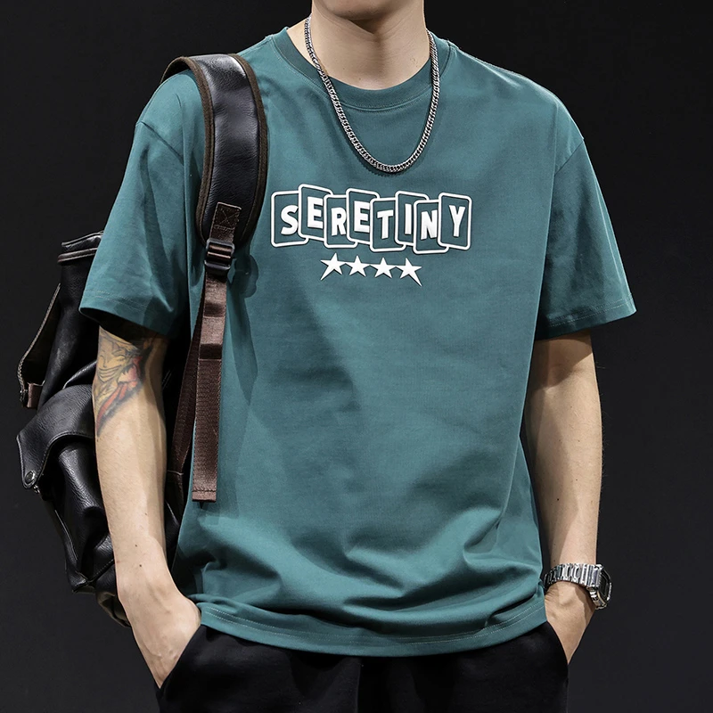 MR.MUDI/穆迪先生夏季新款美式复古短袖t恤男士宽松大码男装休闲