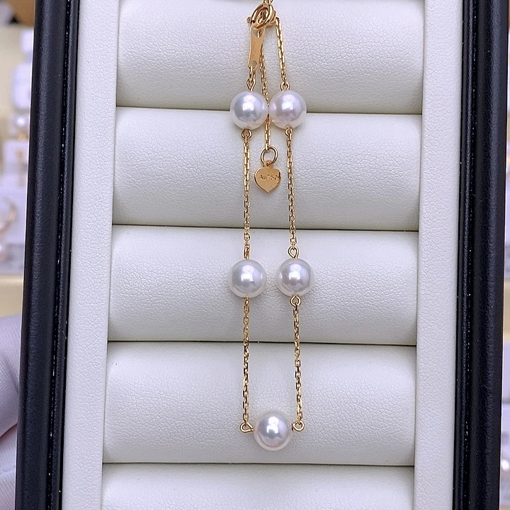 手链18K金镶嵌海水珍珠