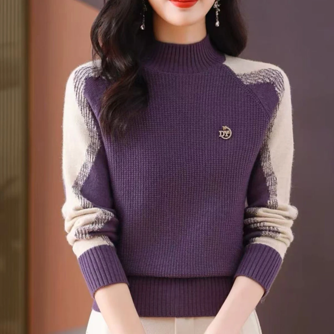 秋冬新款高货撞色加厚百搭针织衫女 2998