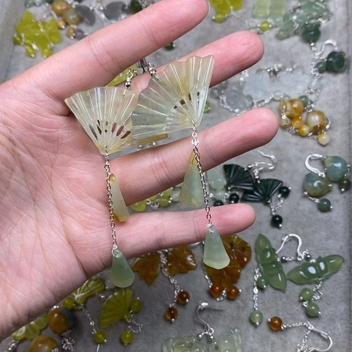 岫玉未镶嵌挂件耳饰耳环项链