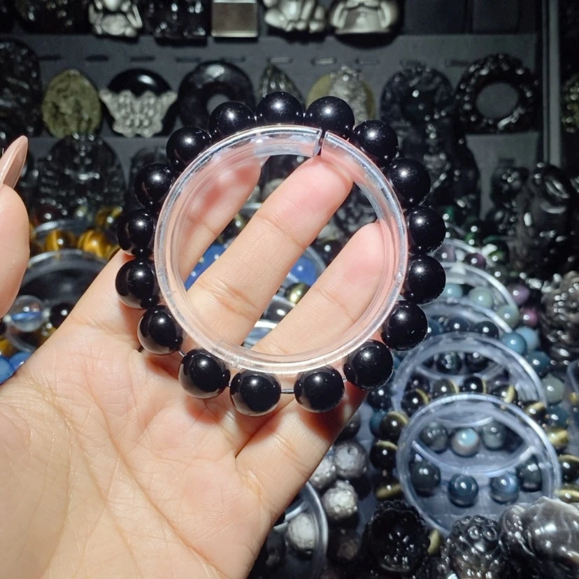 【闪购商品】黑曜岩手链未镶嵌啊*?