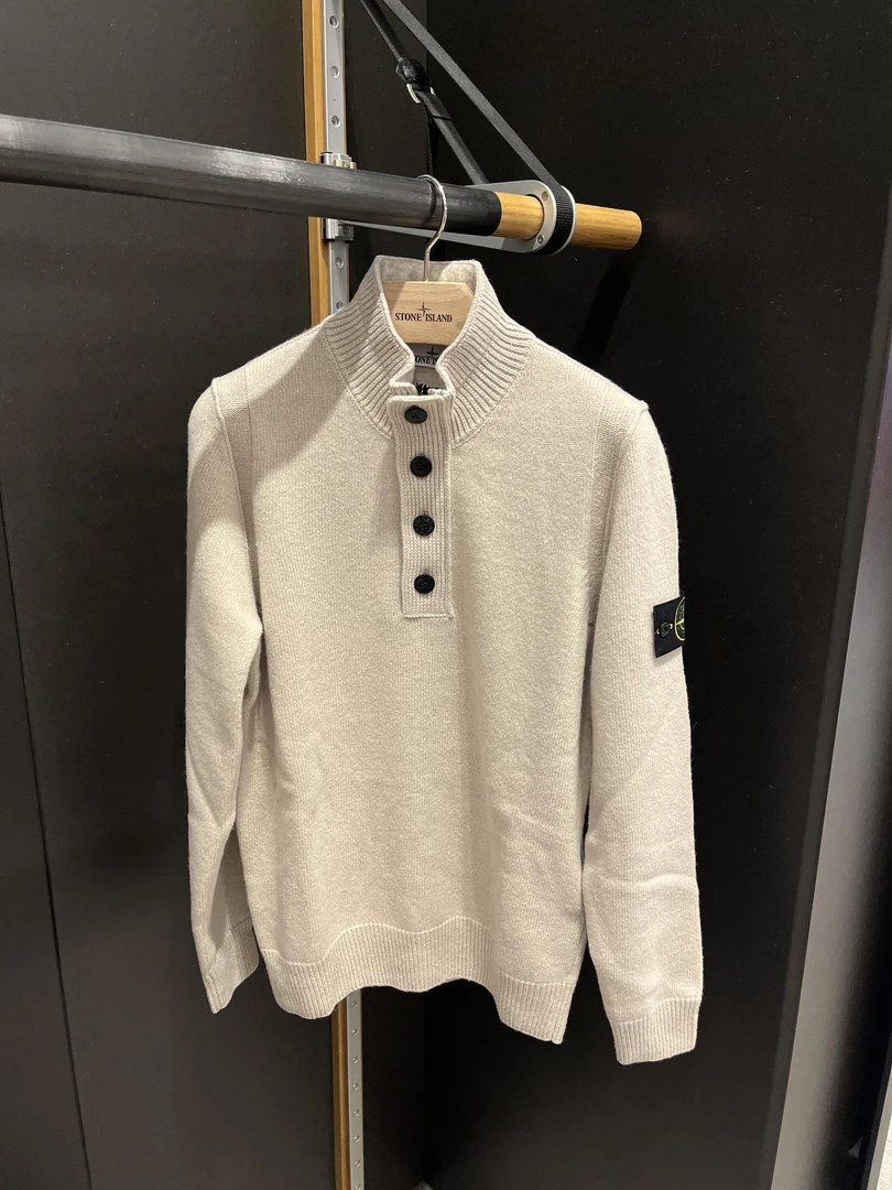 未使用 STONE ISLAND 石头岛FW25羊毛混纺针织半拉链毛衣5100040