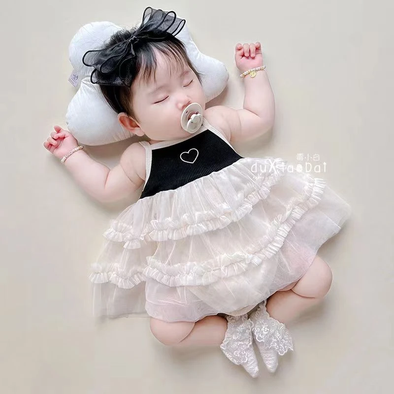 婴幼儿夏装吊带连体衣女宝宝满月百天公主哈衣夏季周岁宴包屁衣裙