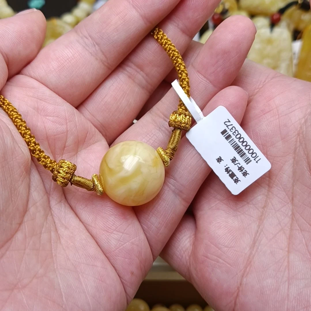 蜜蜡裸石未镶嵌20圆珠锁骨链