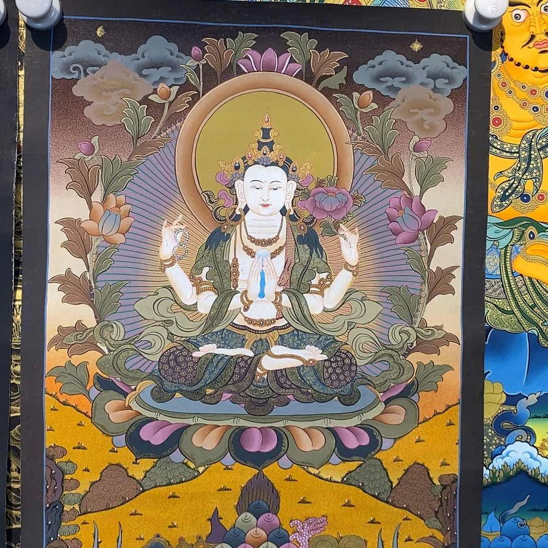 司***棠卷轴画纯手绘唐卡挂画