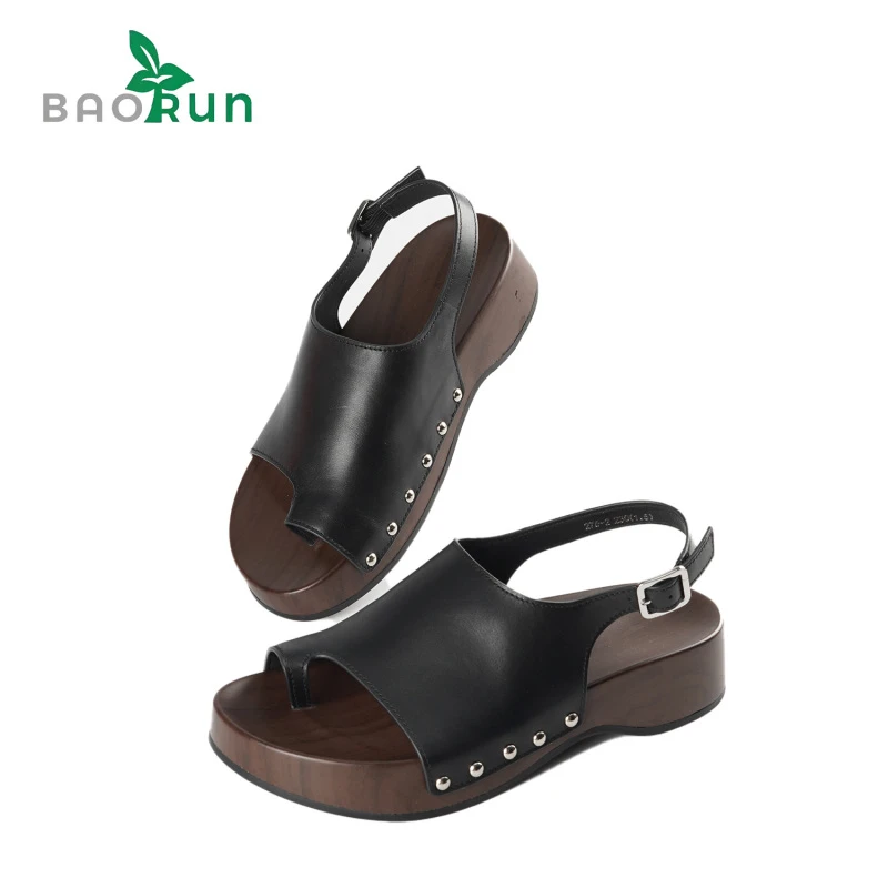 原创【夹脚带跟拖-2】牛皮鞋面 亲肤羊皮内里  PU发泡橡胶大底