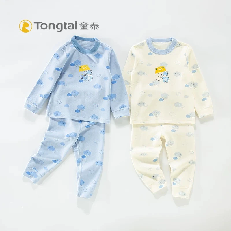 Tongtai/童泰秋冬男宝加厚云朵小鹿睡衣套头莫代尔棉分体秋衣套装