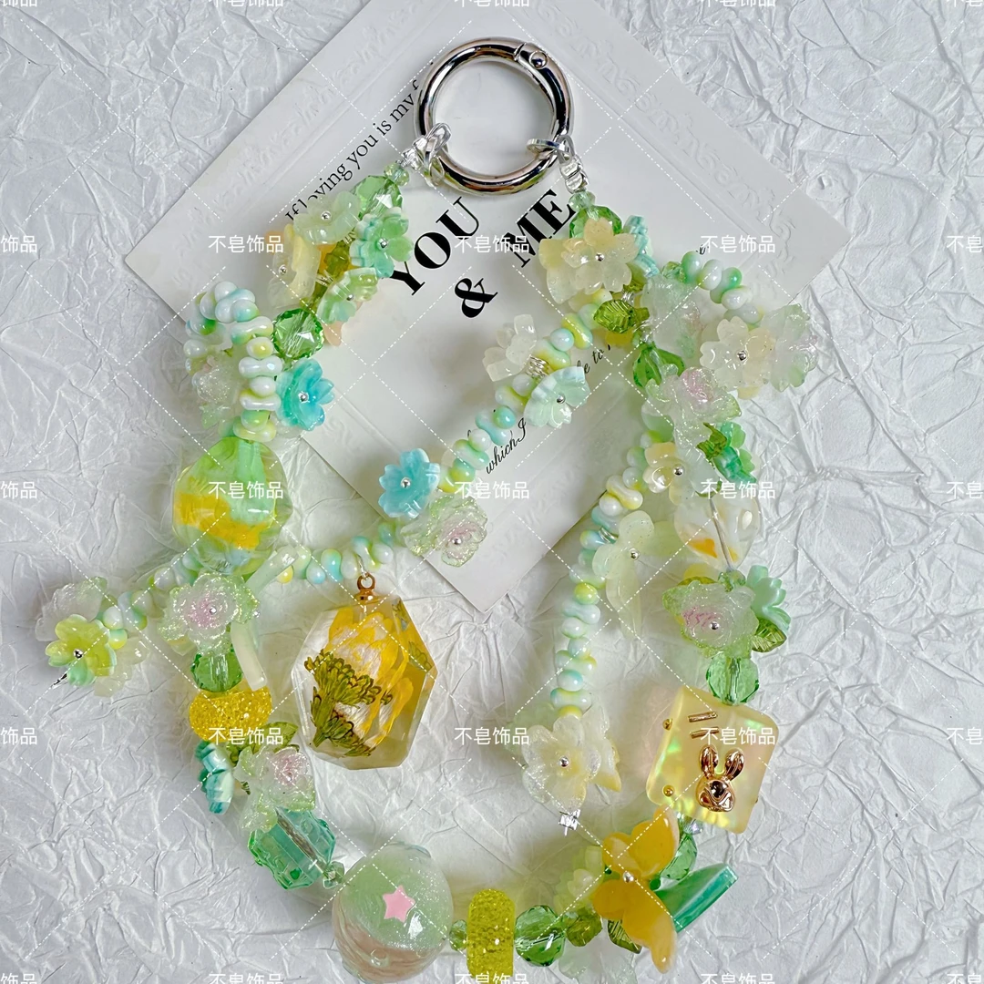 春季新款DIY手作A310-绿色系春天牌牌手机链