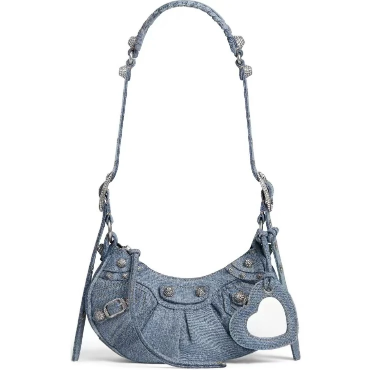 95新 Balenciaga/巴黎世家 新款LECAGOLE牛仔蓝单肩包