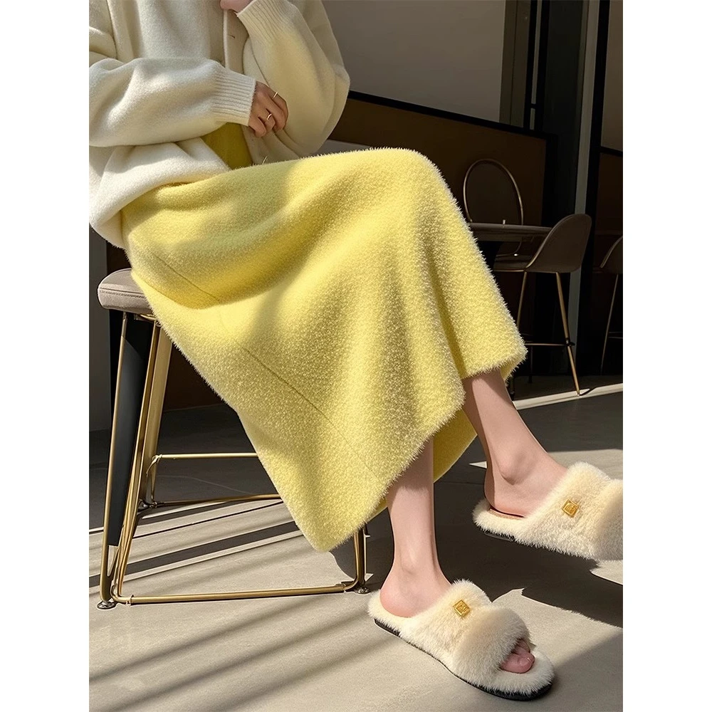 巨喜欢这件！松紧腰针织半身裙女2025年春季新款高腰中长款裙子