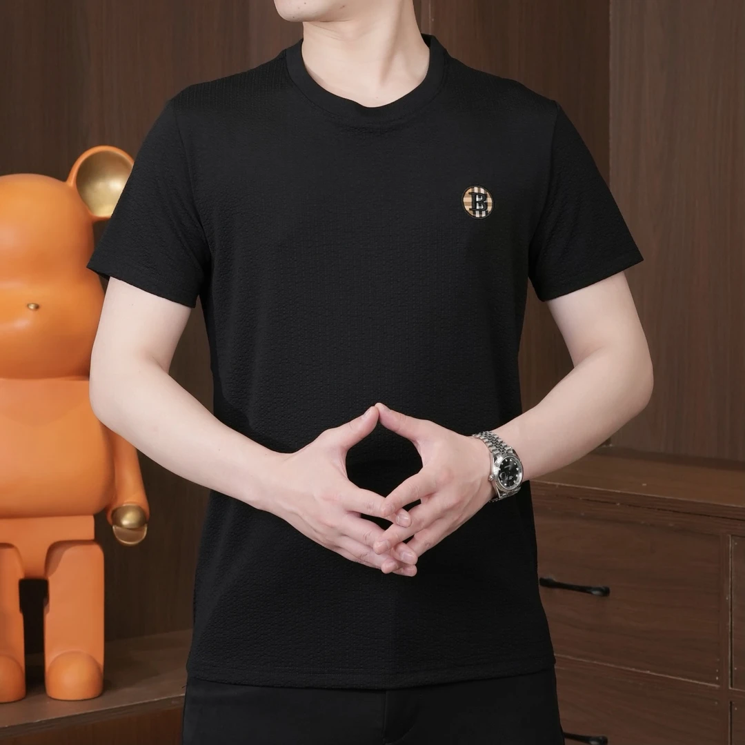 2025夏季新品欧货圆领男士短袖上衣T恤字母百搭休闲轻奢时尚透气