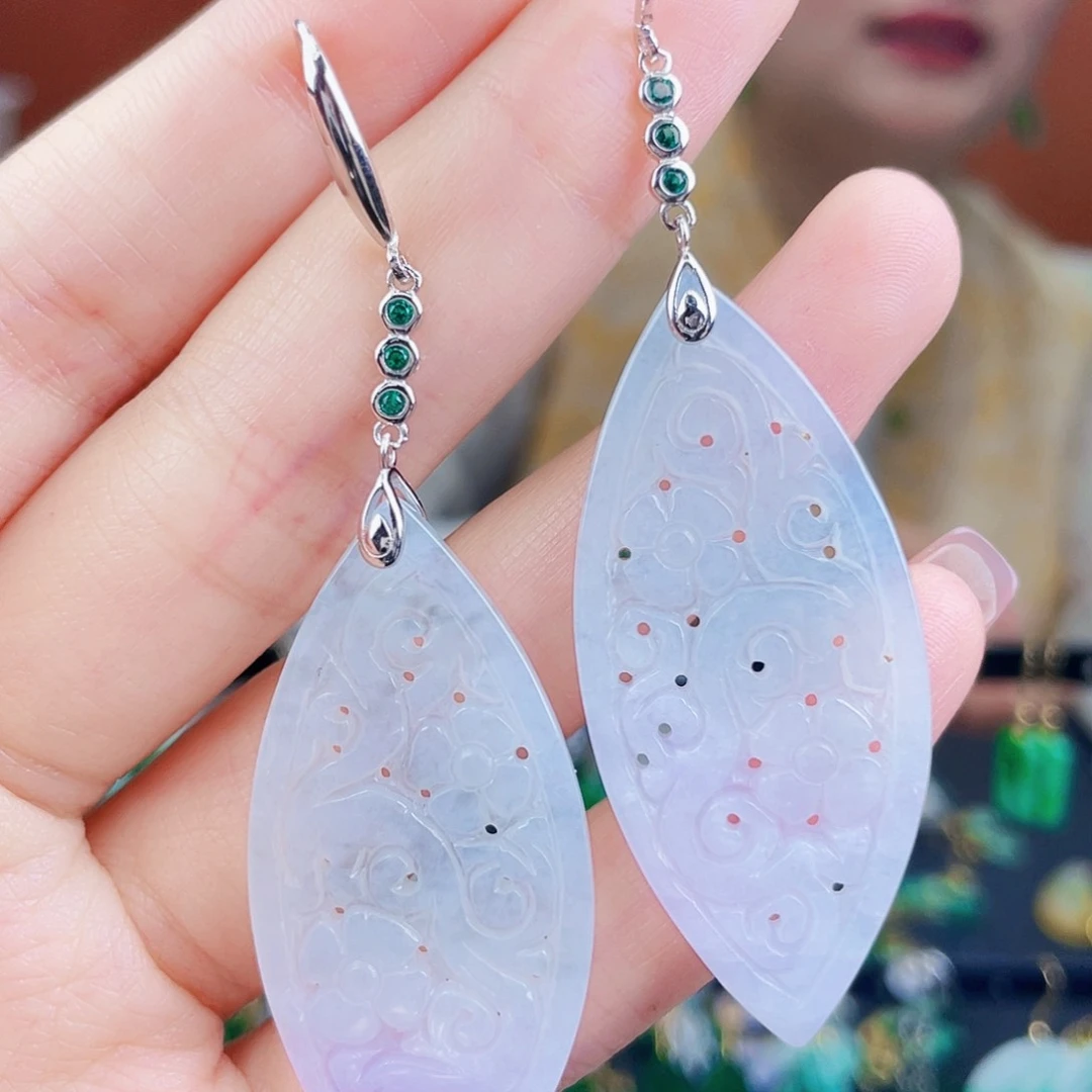 翡翠银S925镶嵌耳饰饰品