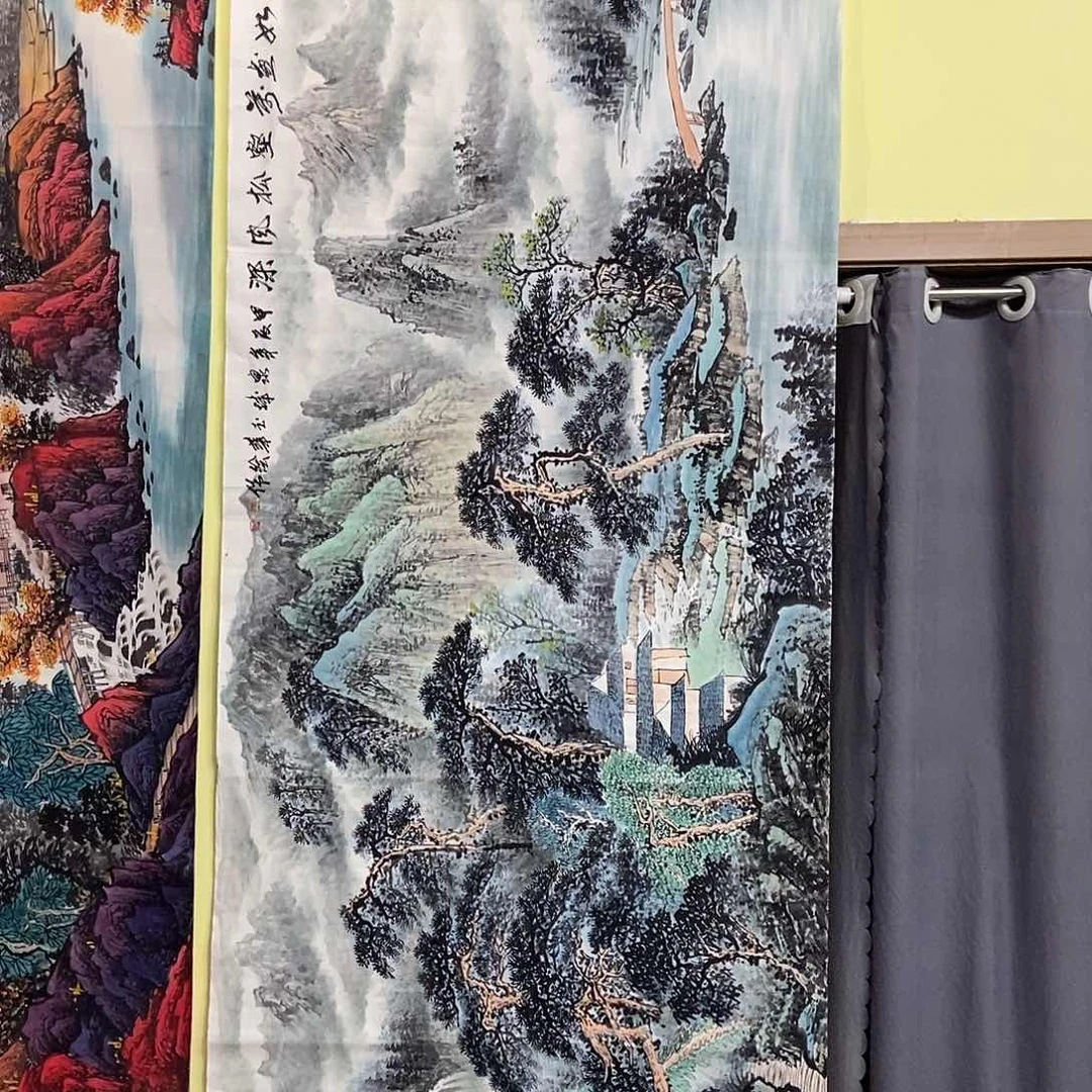 国画小八尺山水一副