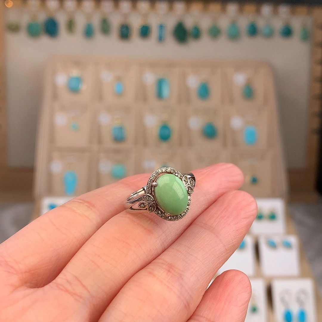 绿松石银S925镶嵌戒指