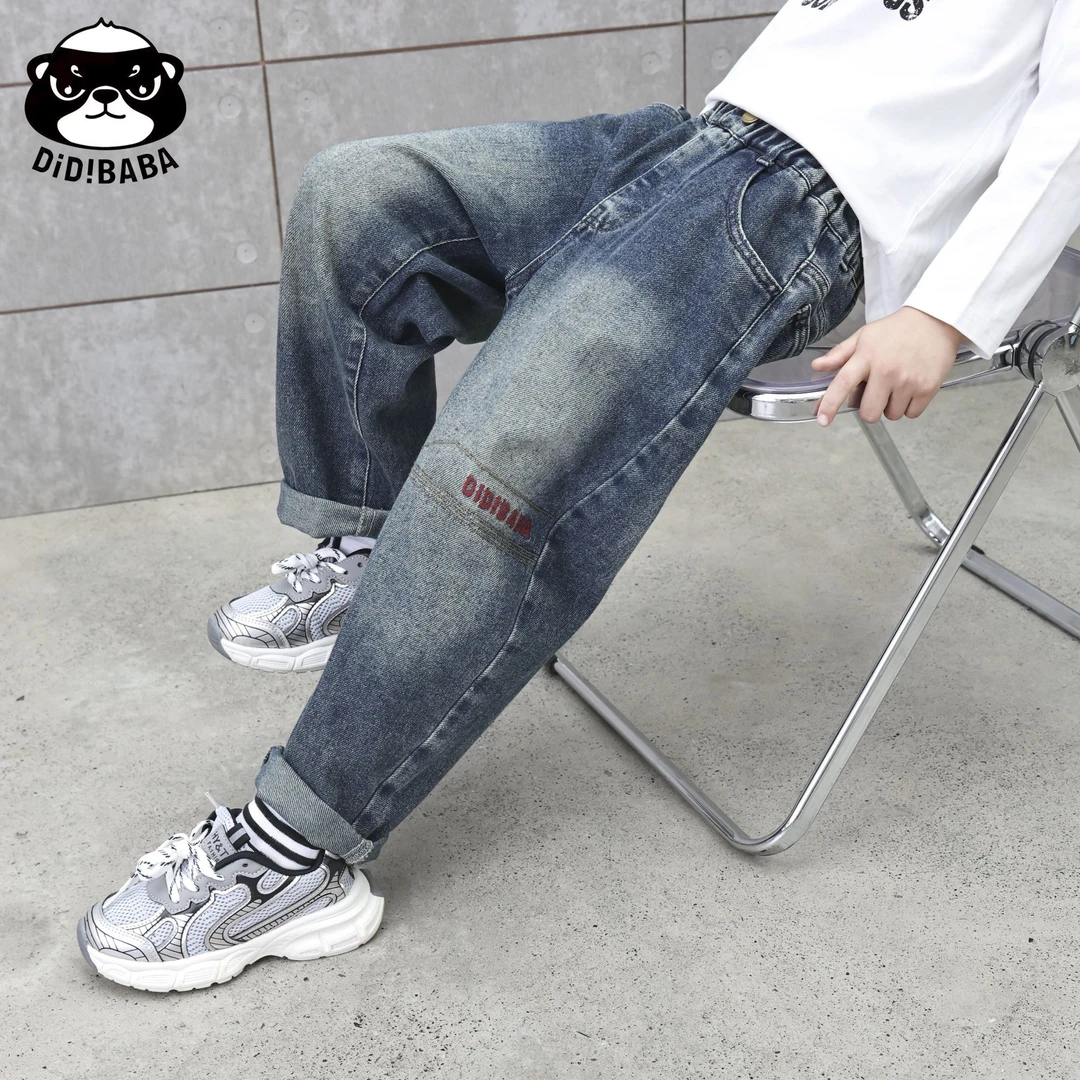 DB潮牌童装男童刺绣磨毛春秋中大童牛仔裤 ZB5160