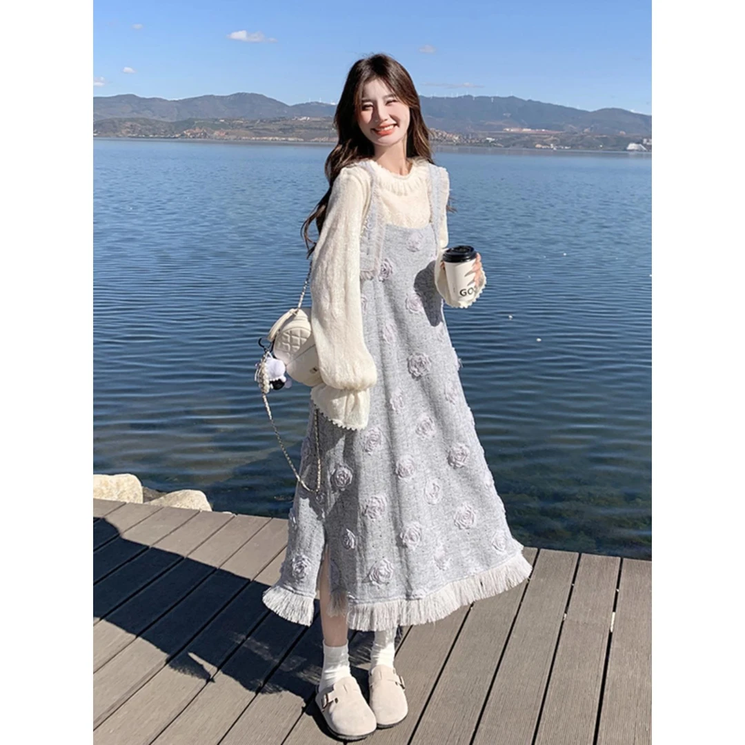 秋冬温柔小香风背带裙套装女2025年春新款气质秋季上衣法式两件套