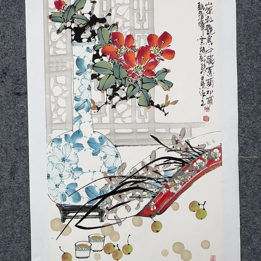 国画100*50纯手绘白羽