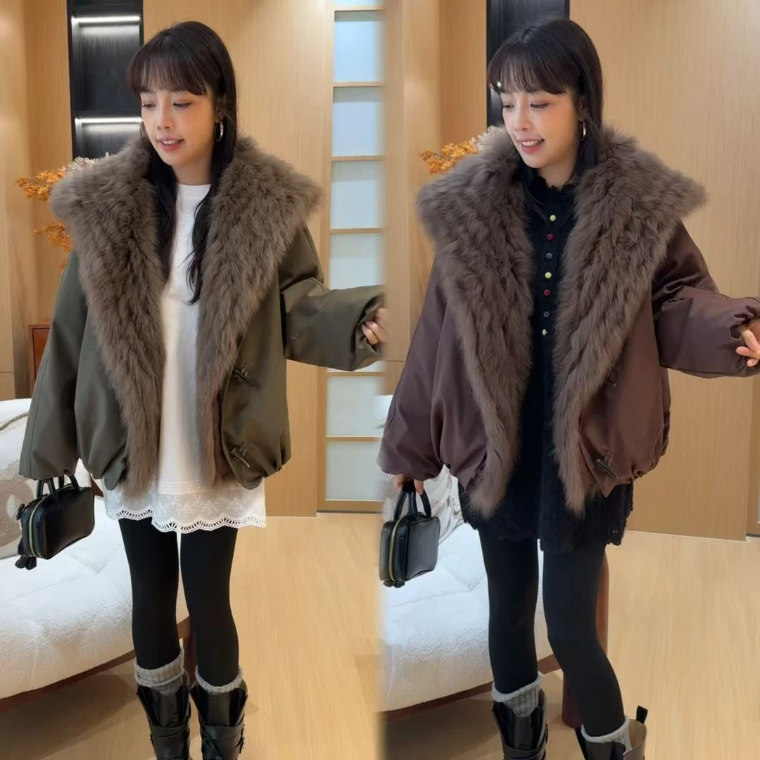 二姐的宝藏冬季时尚保暖加厚大毛领洋气百搭皮草鹅绒服#25529