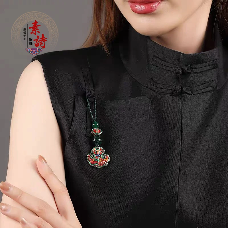 非金属珐琅胸针 古风中式旗袍压襟景泰蓝吊坠汉服衣服衣襟配饰女