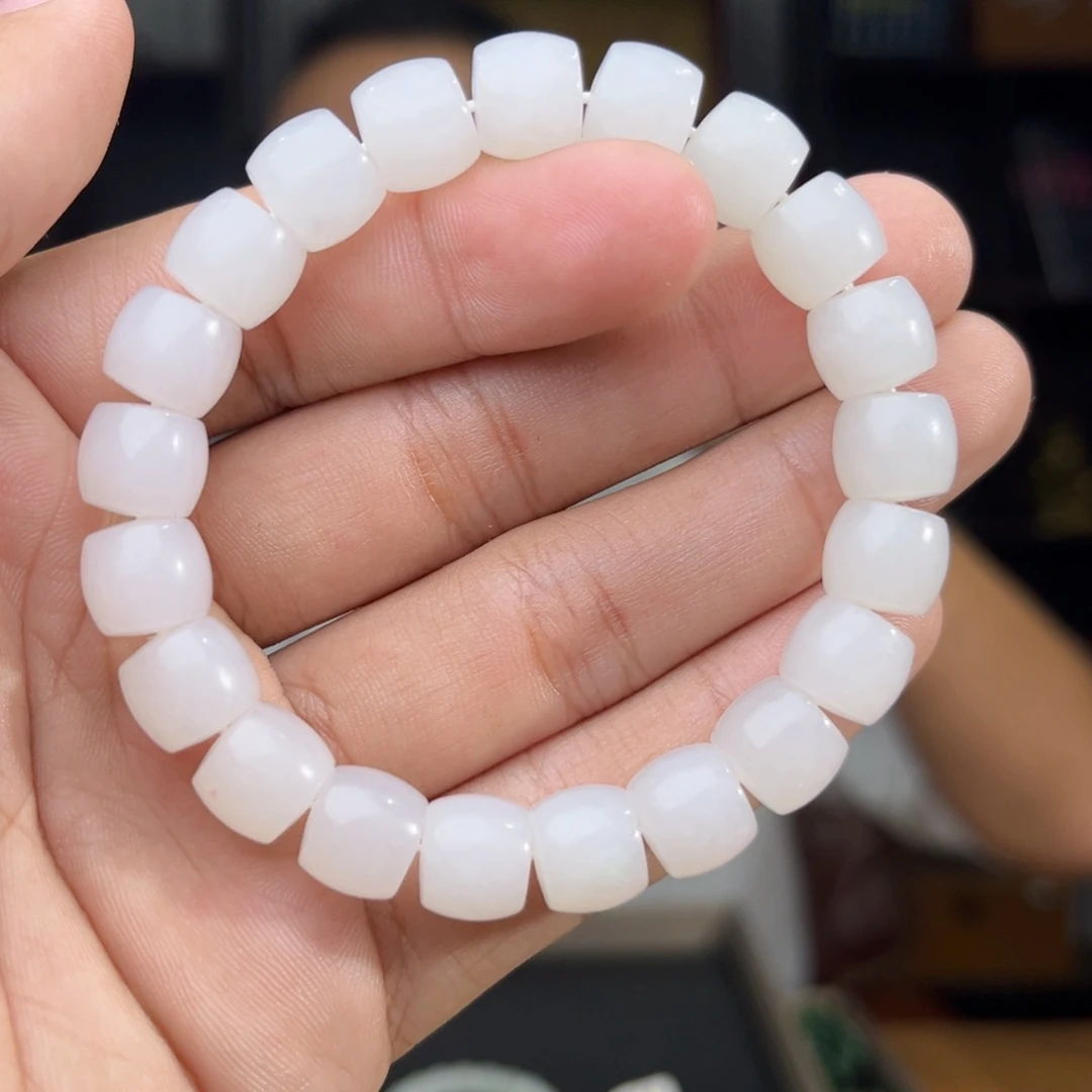 和田玉未镶嵌手串天然和田玉新疆黑山山流水卡10直切