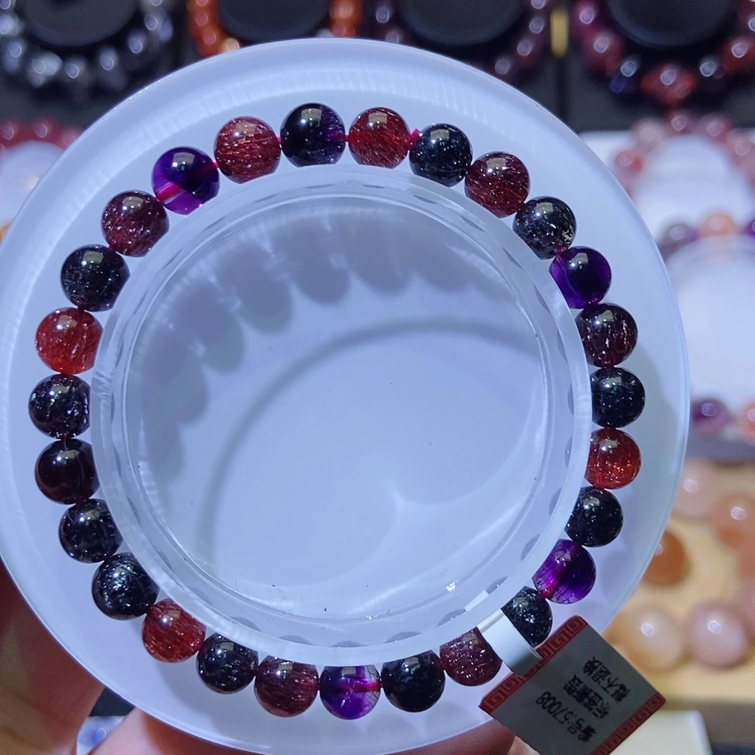 未镶嵌手链水晶黑加仑6.8