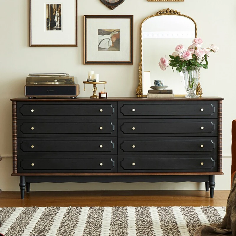 家具法式中古实木八斗柜卧室收纳储物柜床尾置物柜玄关柜